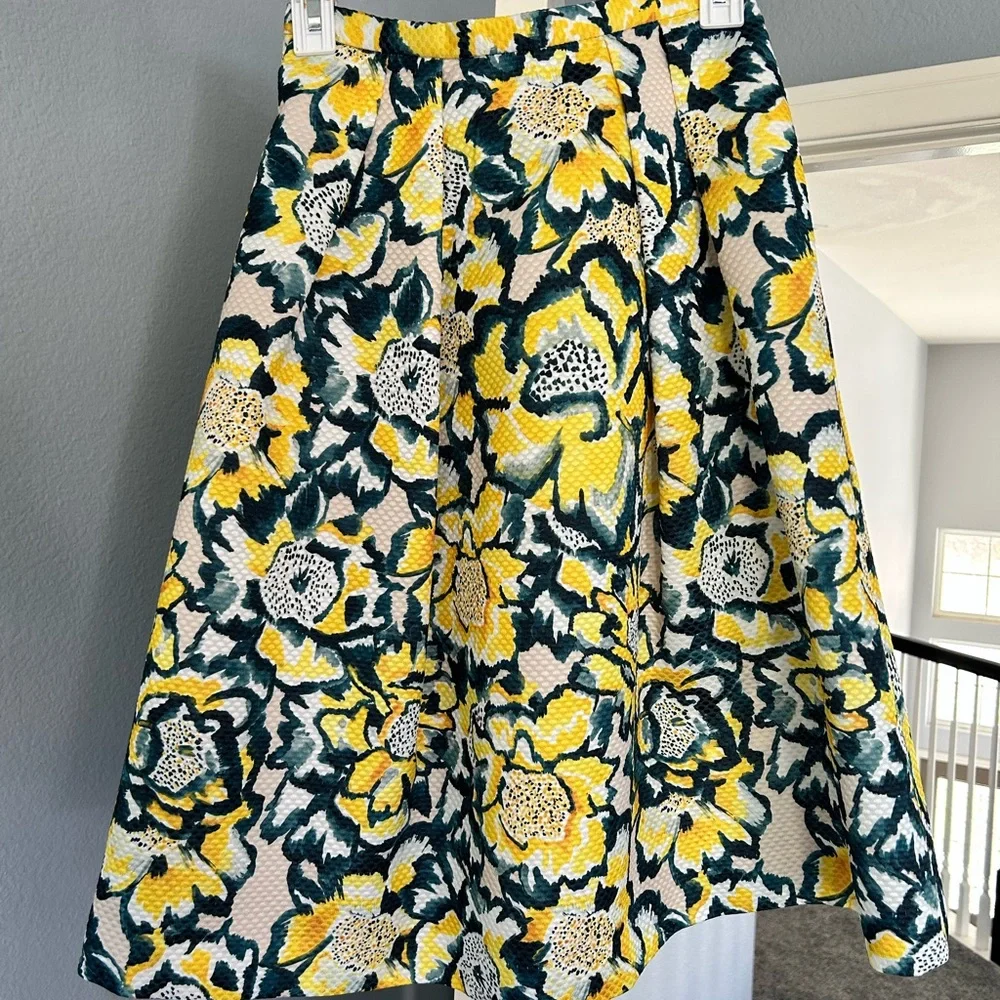 H&M Floral A-Line Skirt‎ - Yellow and Dark Green